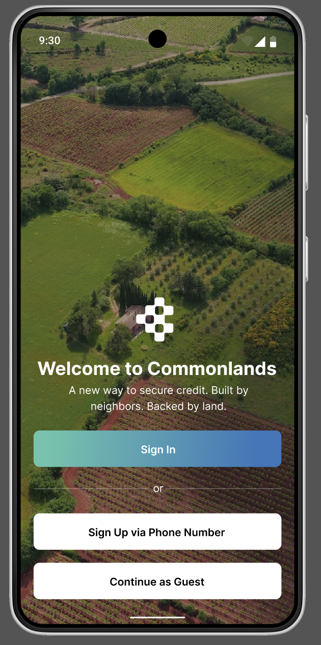 Commonlands Welcome Screen