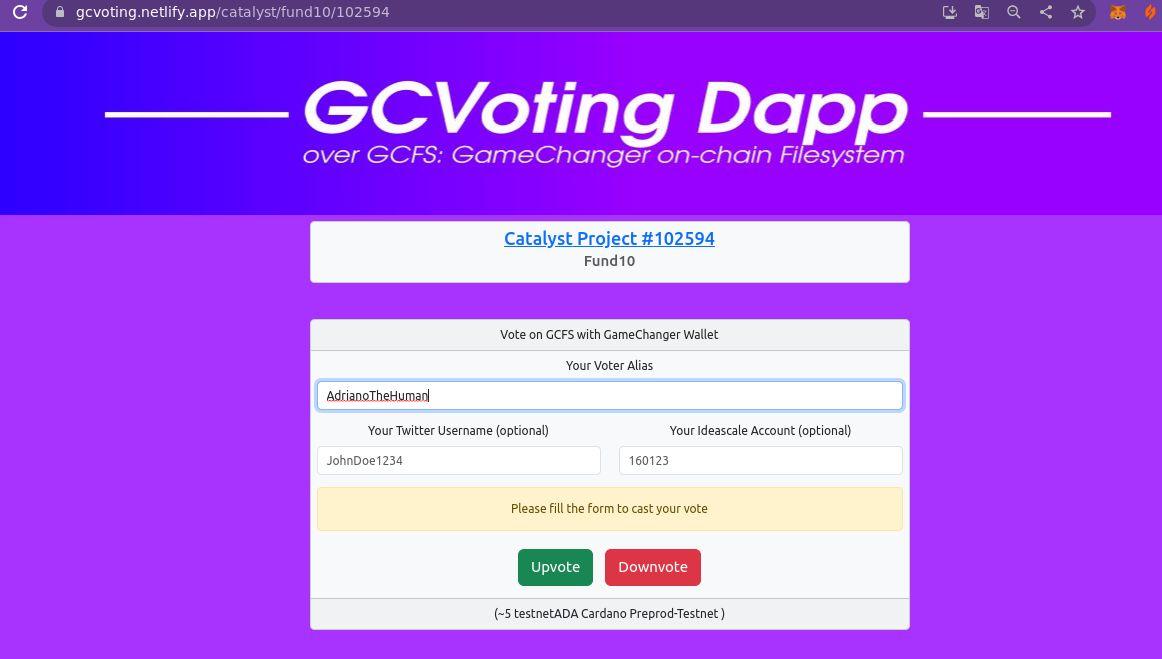 GCVoting Dapp: Web3 on-chain voting over GCFS