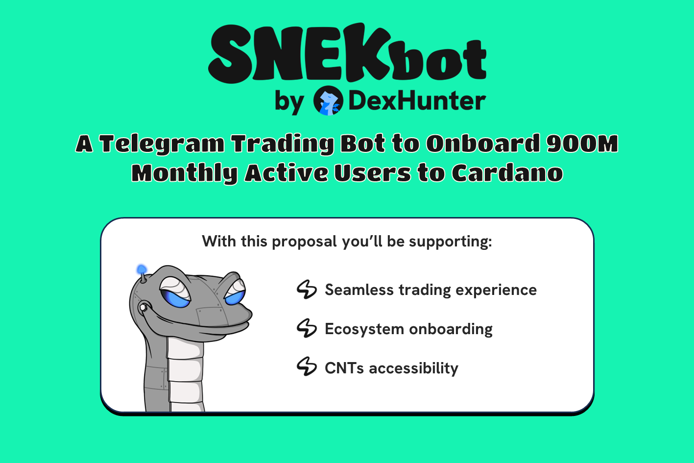 SNEKbot : A Telegram Trading Bot to Onboard 900M Monthly Active Users to Cardano