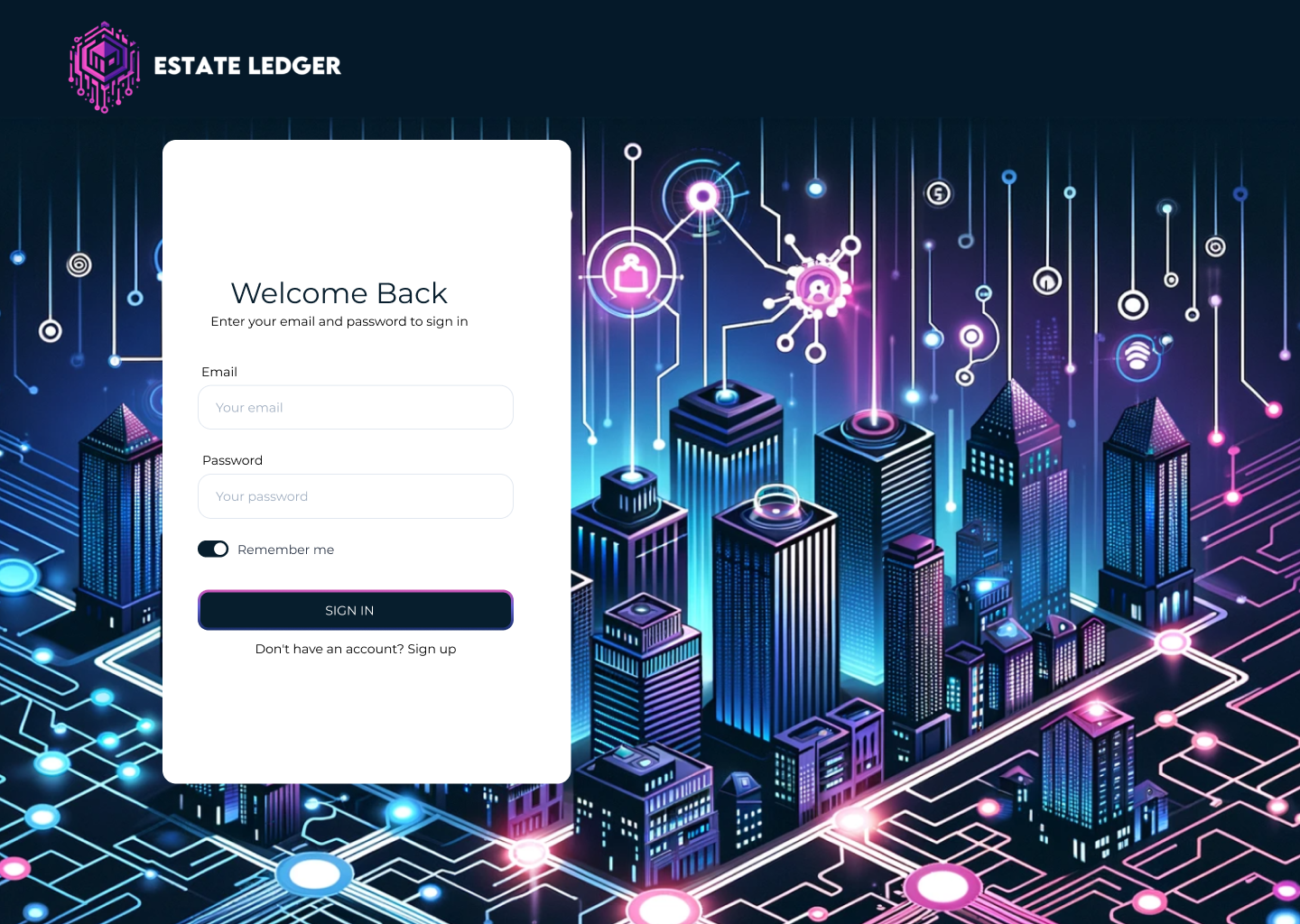 Estate Ledger - Dashboard Sign-In